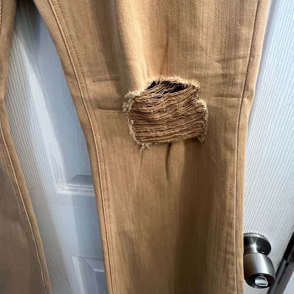 Vervet Bella High-rise Flare Size 32 Tan Women's Jeans Los Angeles Distress NWT - Picture 7 of 10